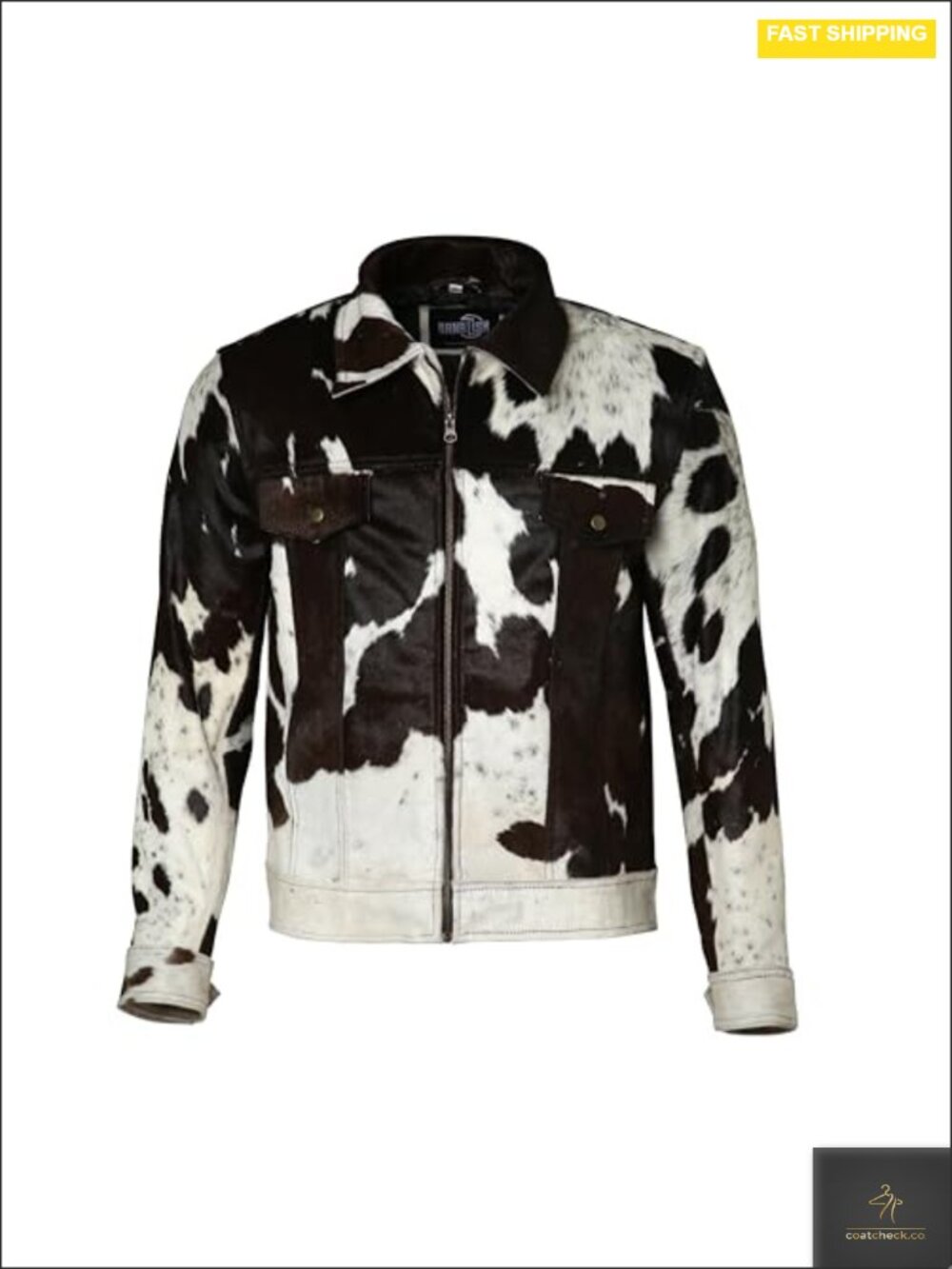 Real Cowhair Leather Jacket Unisex Cow Print Design Coat